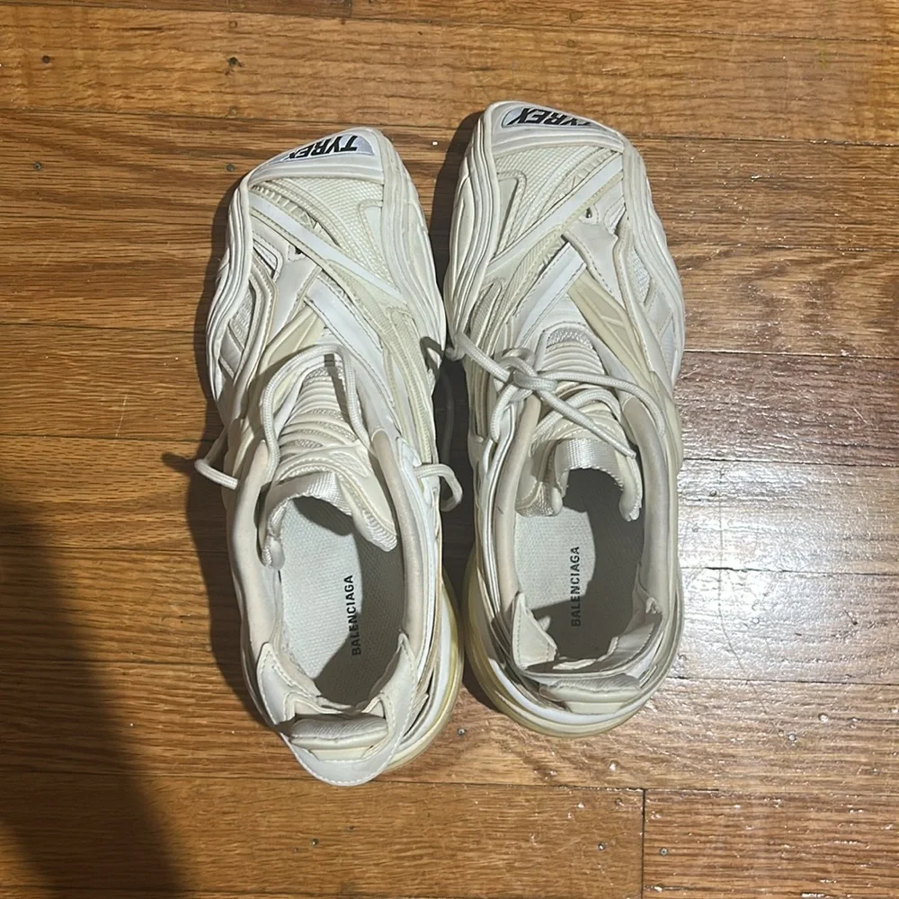 Balenciaga White Rubber and Mesh Tyrex Sneakers Monochrome Size  EU 38/US 7.5